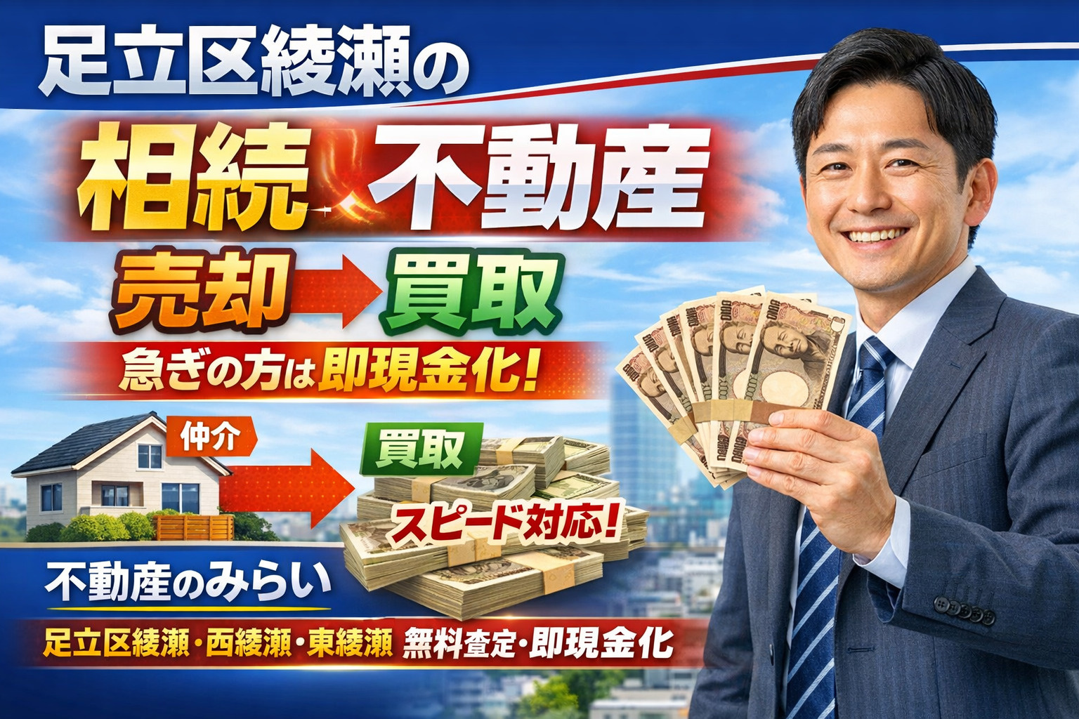 【足立区綾瀬・西綾瀬・東綾瀬】相続不動産を早く現金化したい方へ｜通常売却と買取の正しい選び方の画像