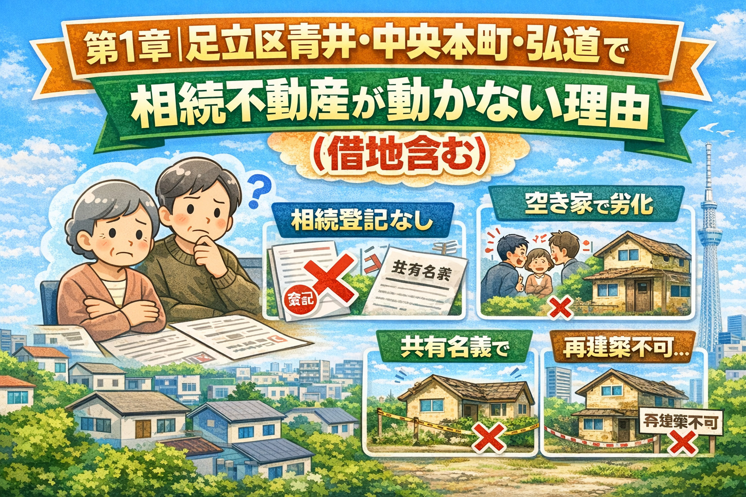 足立区青井の相続不動産が動かない理由を示す図