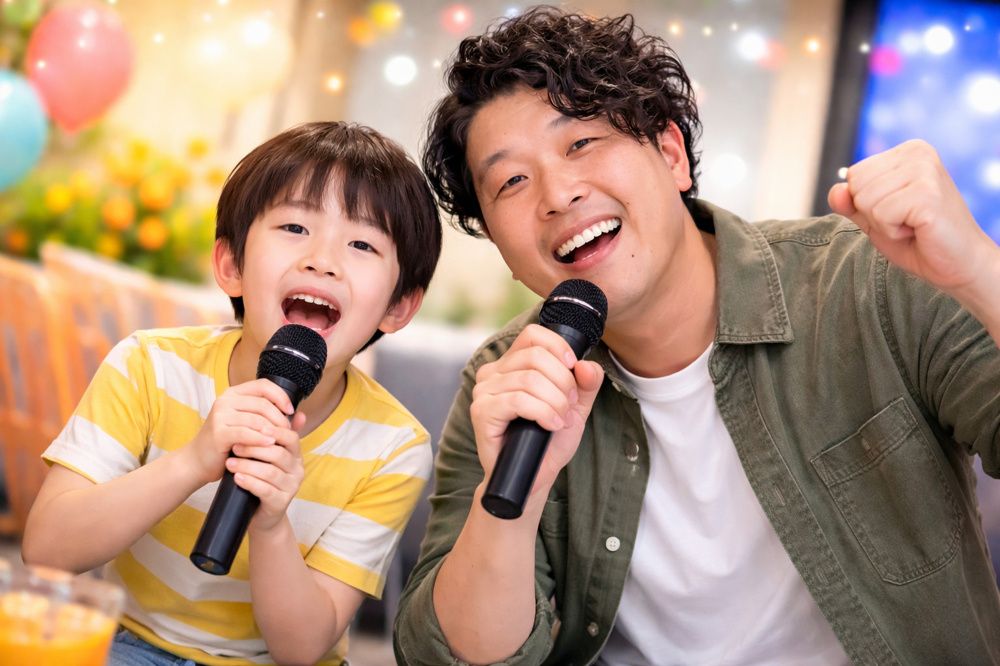 家族3人、はじめてのカラオケの画像