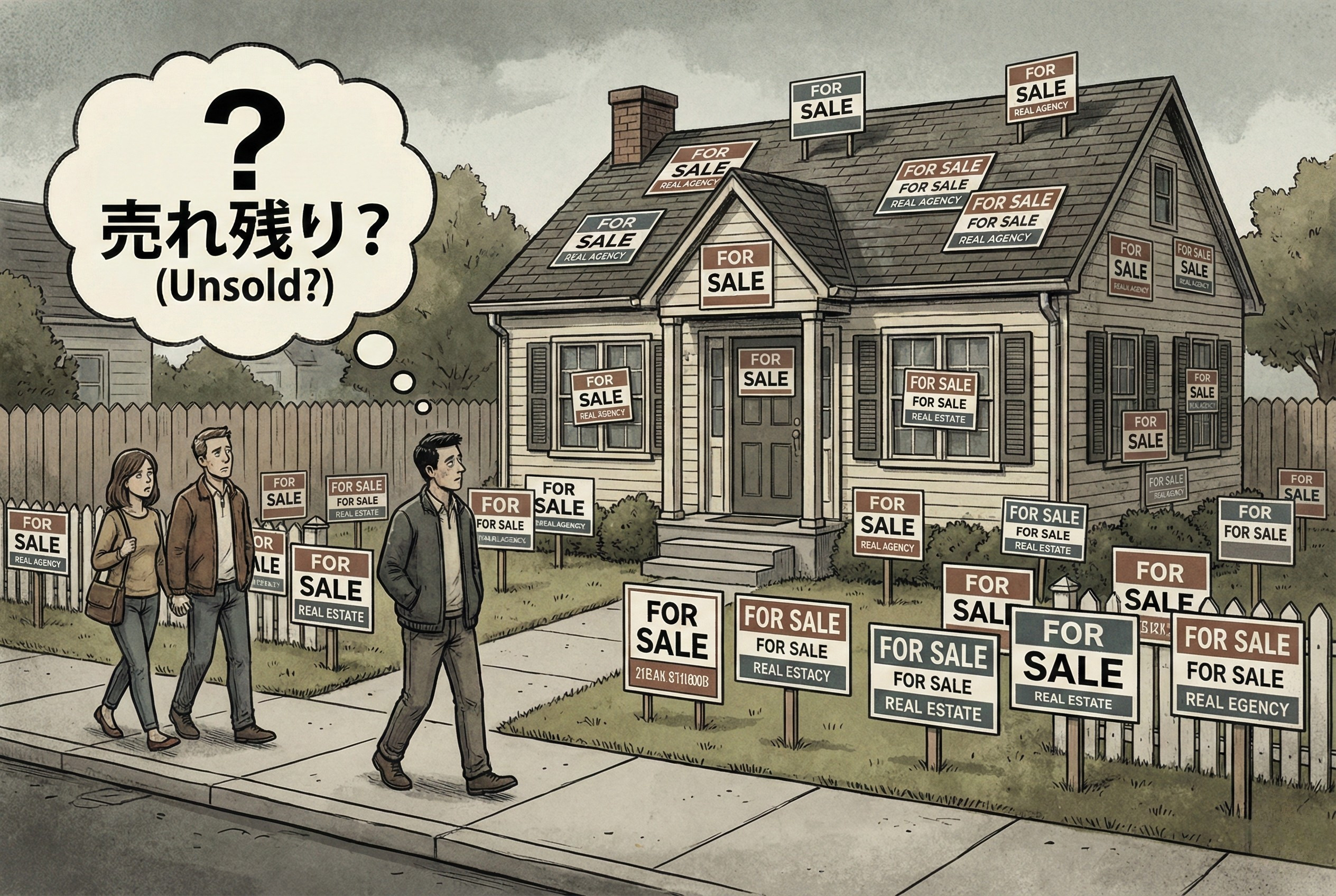 売れ残ってしまった不動産のイメージイラスト