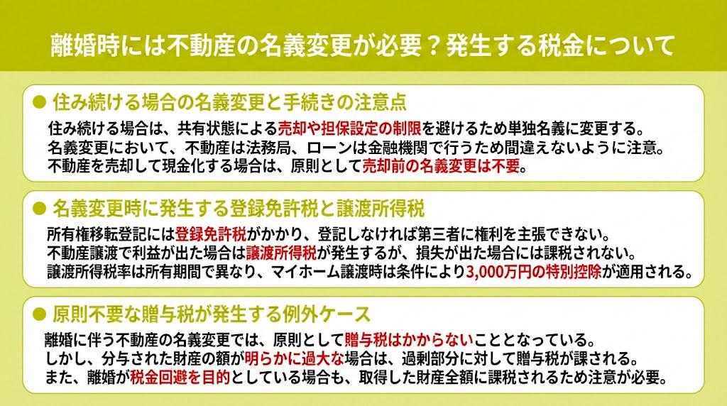 離婚時には不動産の名義変更が必要？発生する税金について