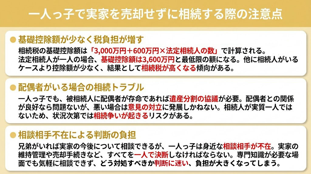 一人っ子で実家を売却せずに相続する際の注意点
