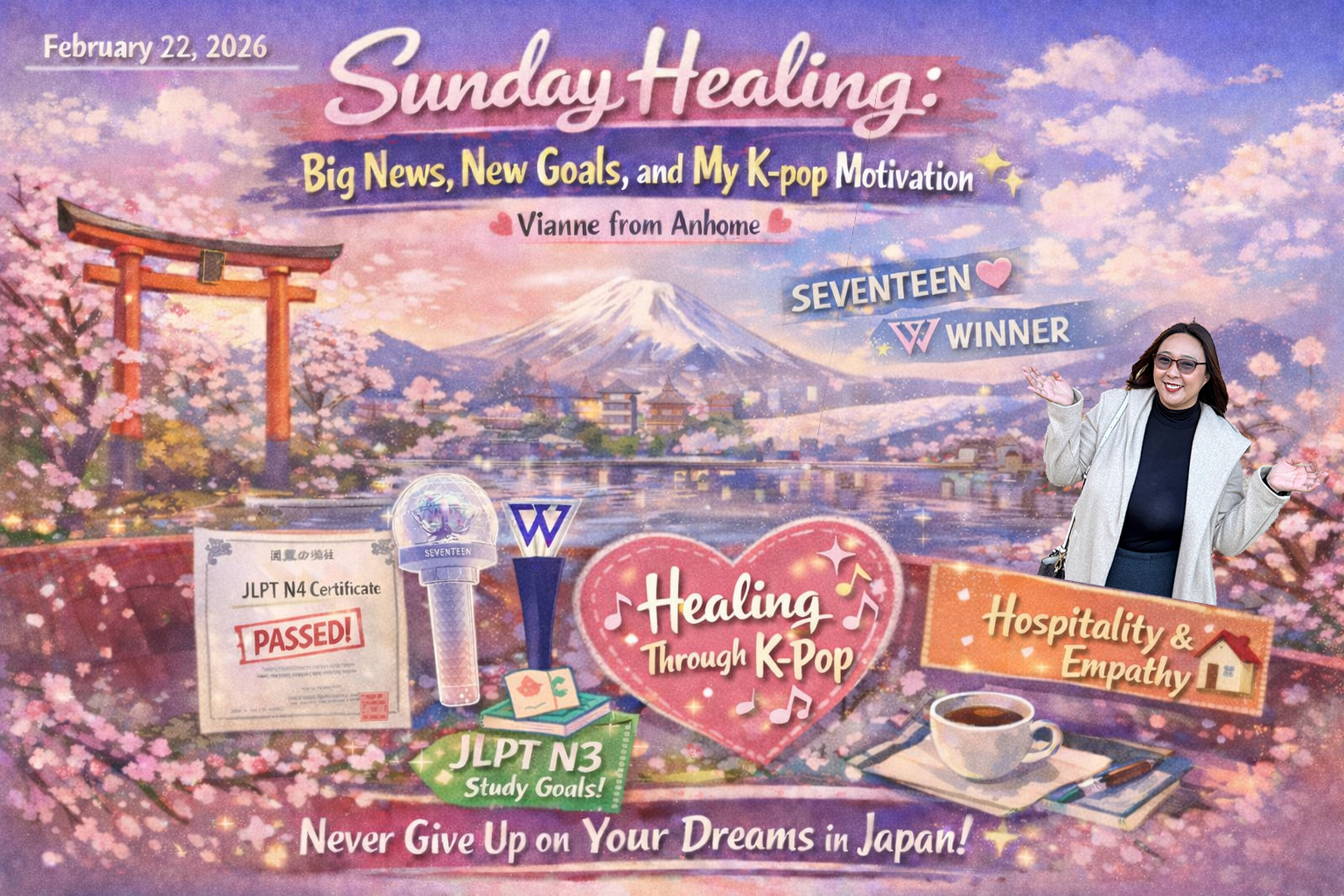 February 22, 2026 | Sunday Healing: Big News, New Goals, and My K-pop Motivation ✨の画像