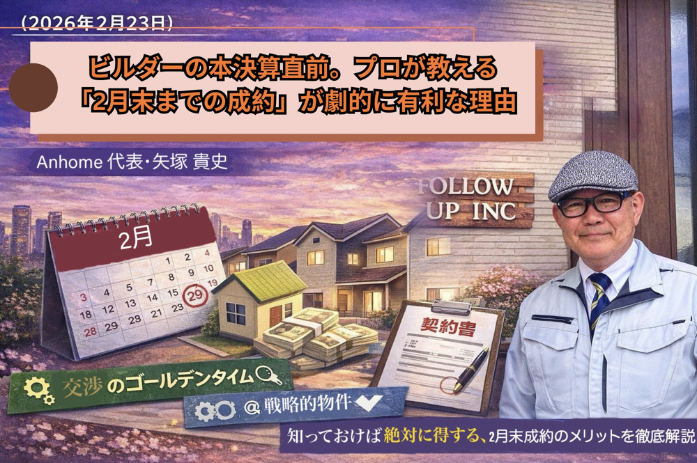 （2026年2月23日）ビルダーの本決算直前。プロが教える「2月末までの成約」が劇的に有利な理由の画像