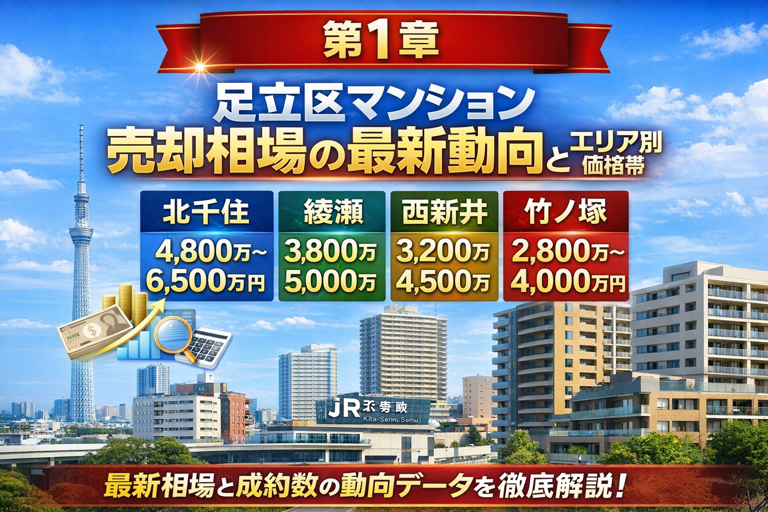 足立区マンション売却相場と北千住・綾瀬・西新井エリア別価格帯