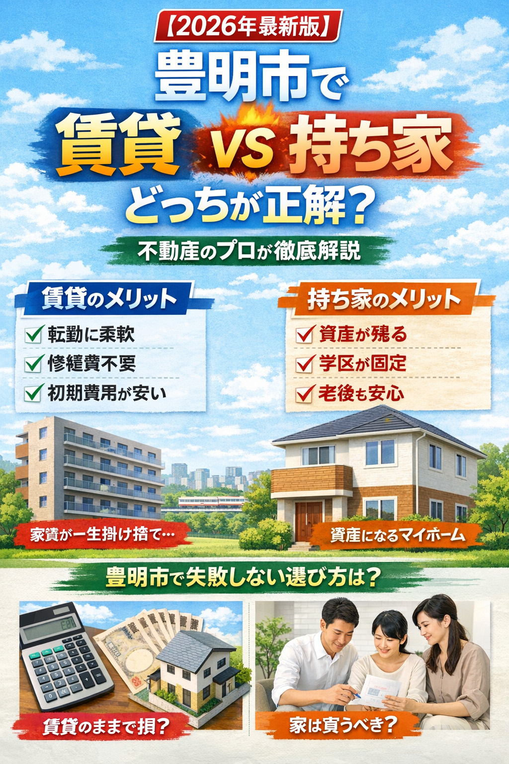 【2026年最新版】豊明市で賃貸VS持ち家どっちが正解？不動産のプロが本音で徹底解説の画像