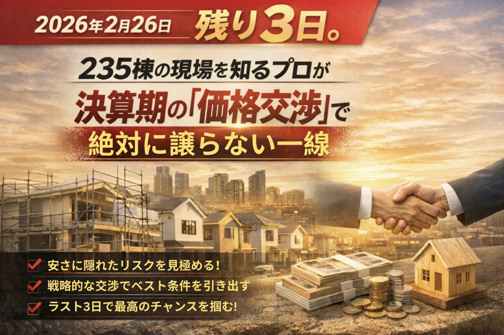 2026年2月26日）残り3日。235棟の現場を知るプロが、決算期の「価格