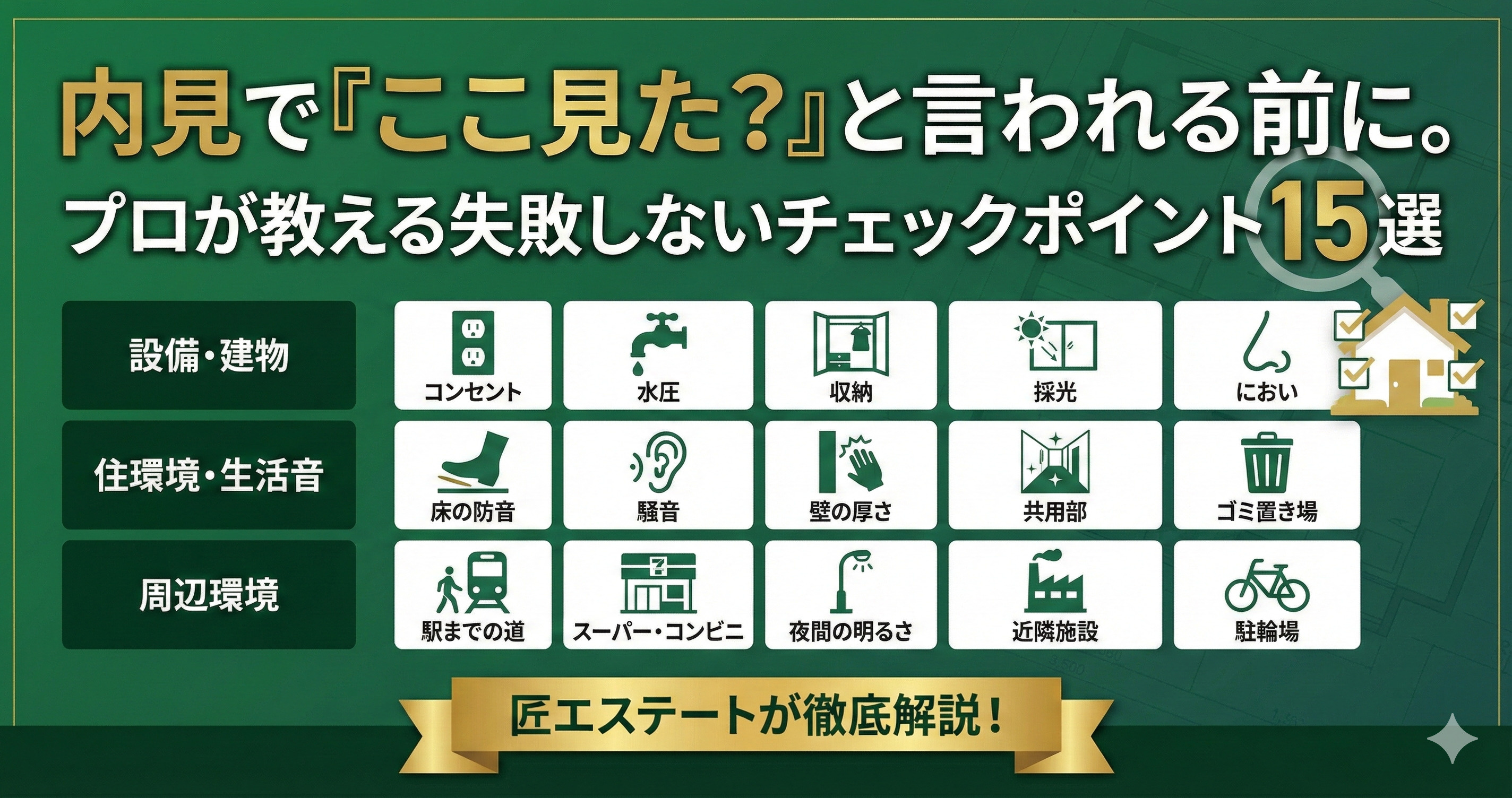 内見で「ここ見た？」と言われる前に。プロが教える失敗しないチェックポイント15選の画像