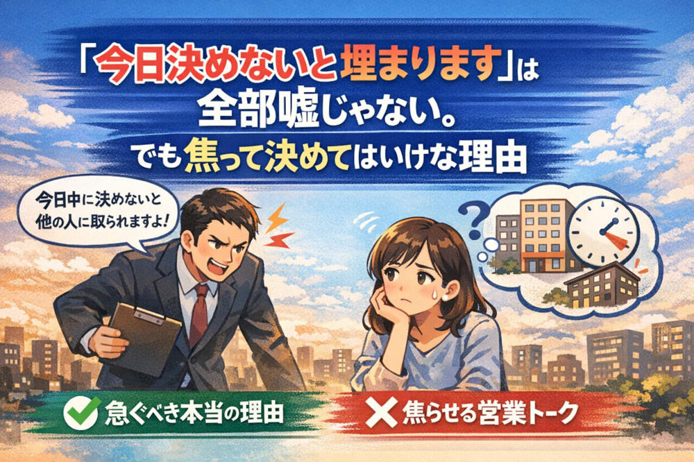 「今日決めないと埋まります」は全部嘘じゃない。 でも焦って決めてはいけない理由の画像