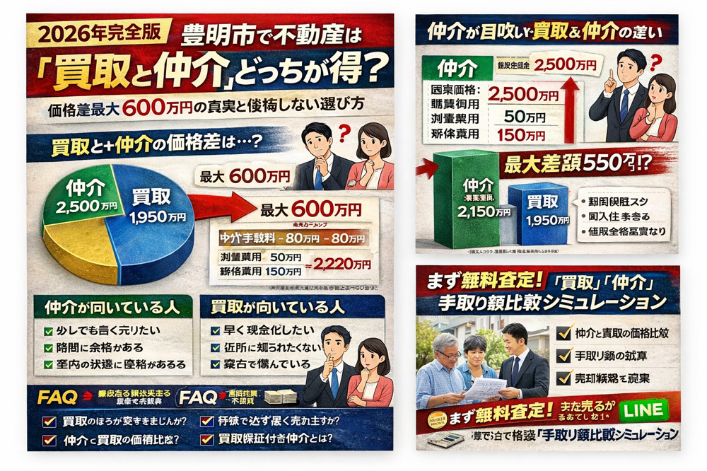 【2026年完全版】豊明市で不動産は「買取」と「仲介」どっちが得？価格差最大600万円の真実と後悔しない選び方の画像