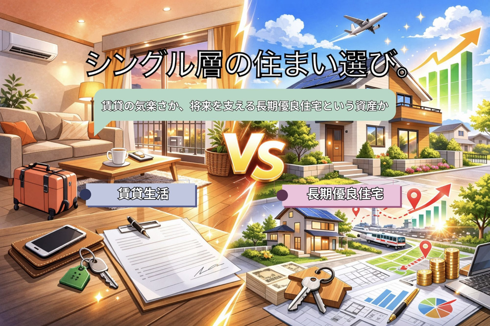 （2026年3月12日）シングル層の住まい選び。賃貸の気楽さか、将来を支える長期優良住宅という資産かの画像