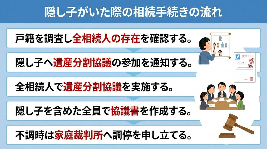 隠し子がいた際の相続手続きの流れ