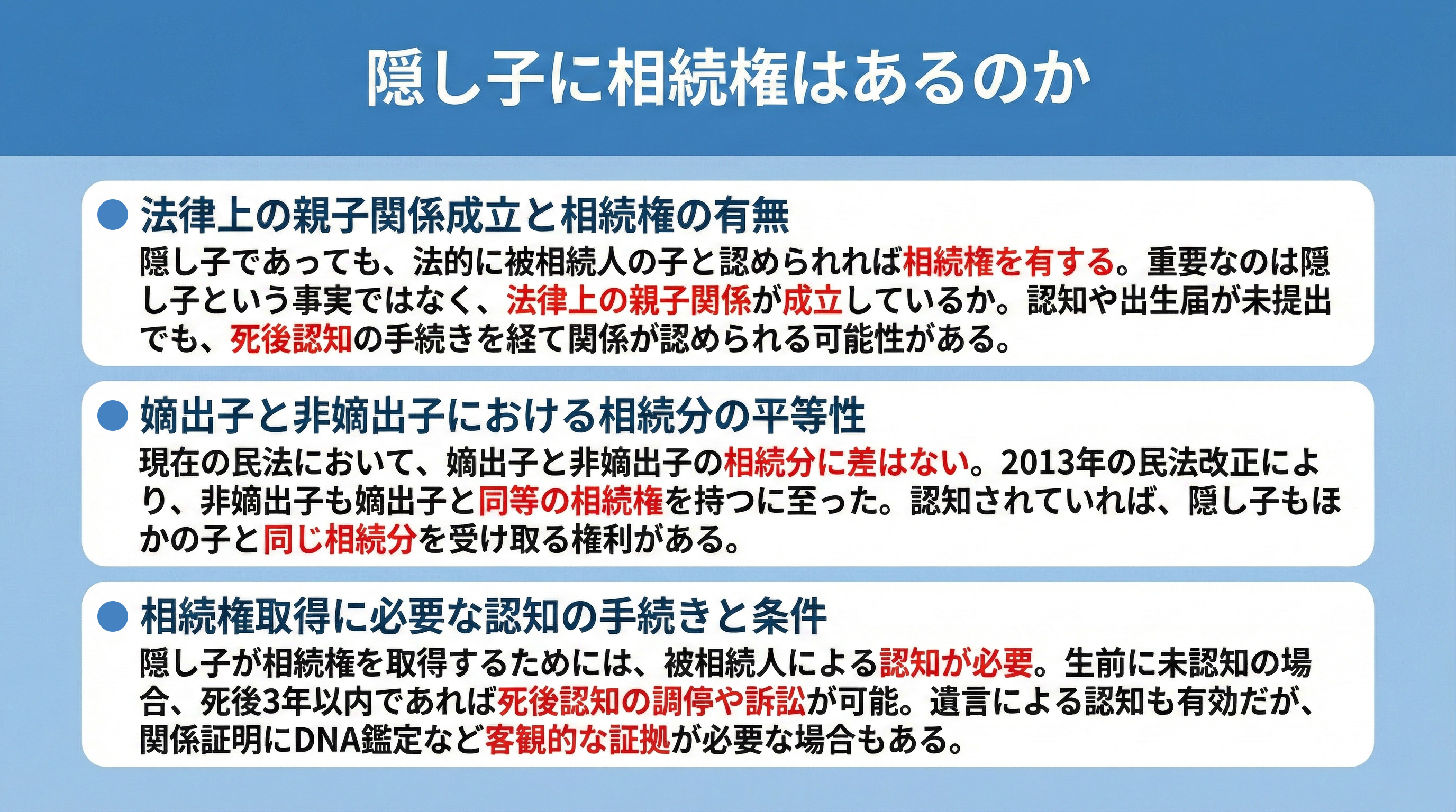 隠し子に相続権はあるのか