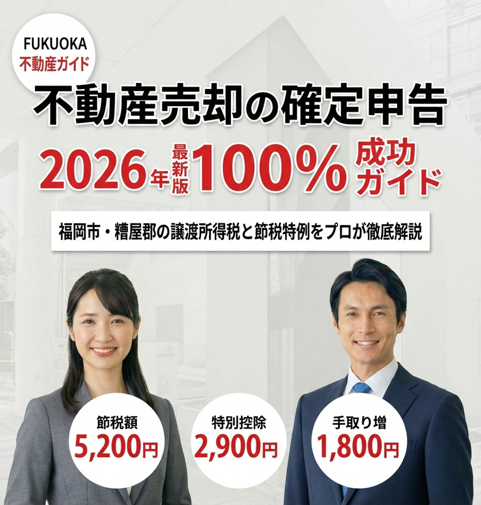 【2026年最新】不動産売却の確定申告を100%成功させる完全ガイド｜福岡市・糟屋郡の譲渡所得税と節税特例をプロが徹底解説の画像