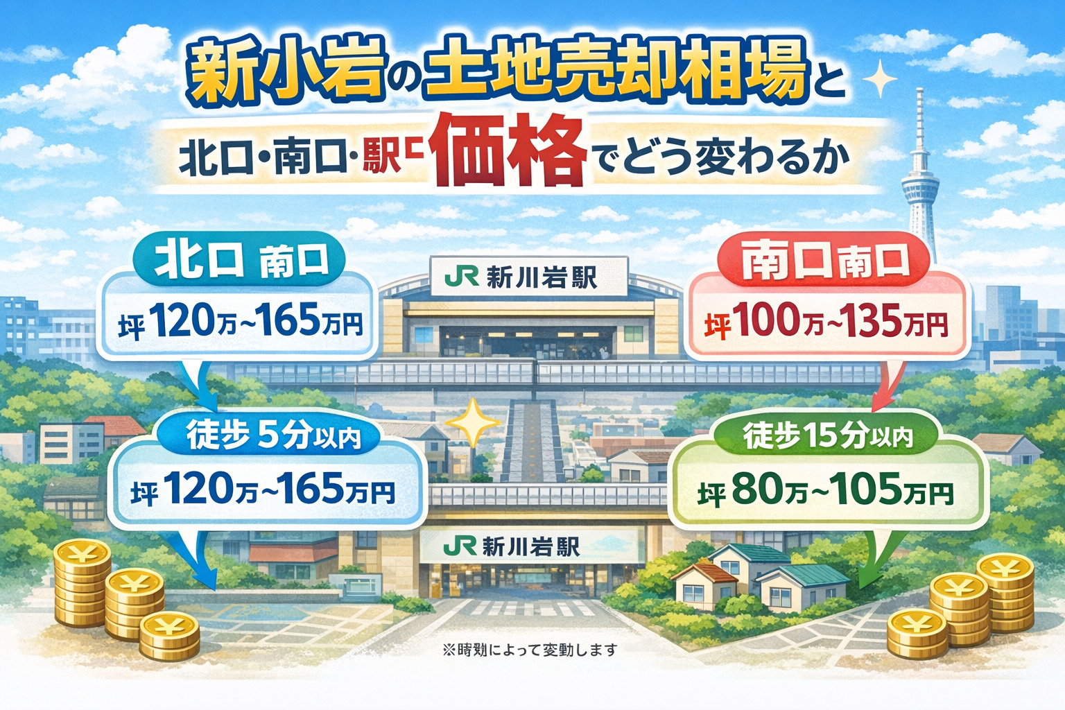 新小岩 土地売却 相場 北口南口価格差
