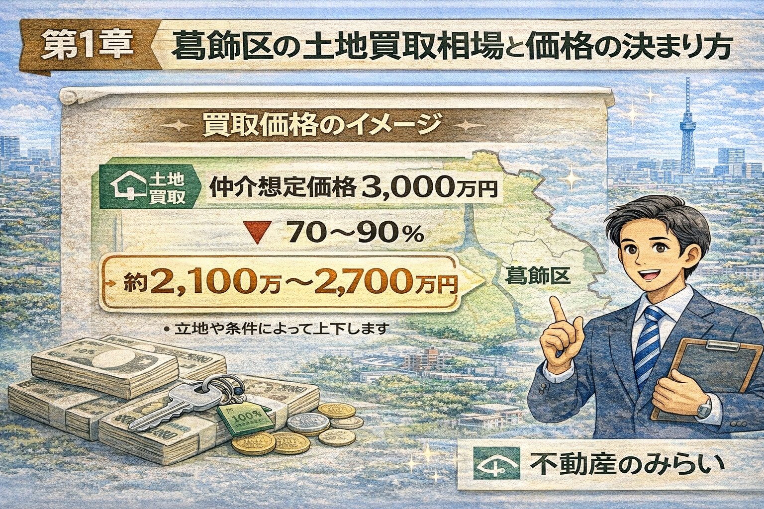 葛飾区土地買取価格の目安計算イメージ