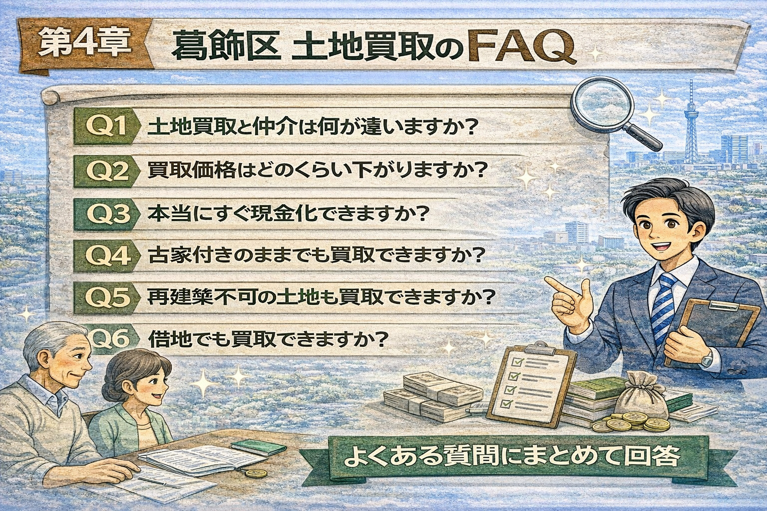 葛飾区土地買取のよくある質問イメージ
