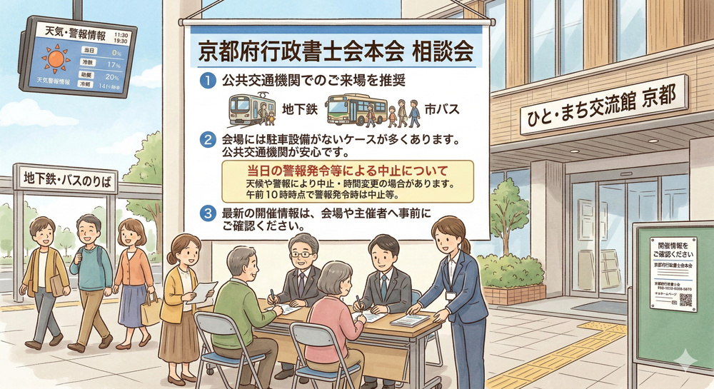 京都市で行政書士に無料相談会があるのをご存じですか 京都市の法律や税金の悩みも無料で相談できますの画像