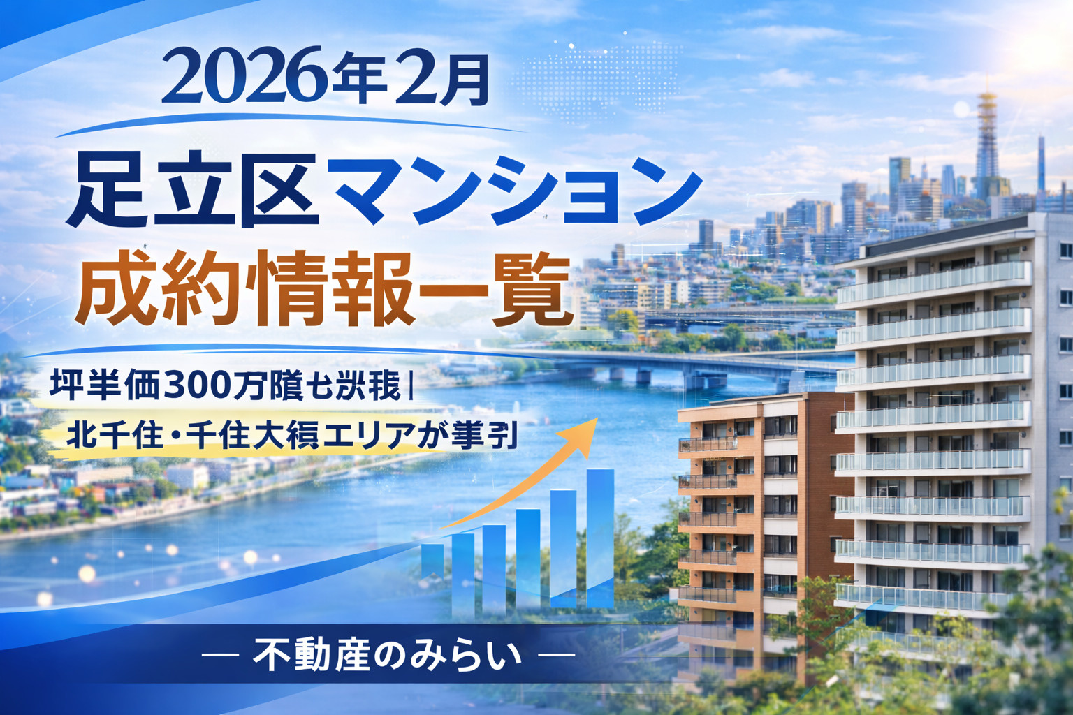 【2026年2月】足立区マンション成約情報一覧  坪単価300万超も出現｜北千住・千住大橋エリアが牽引の画像
