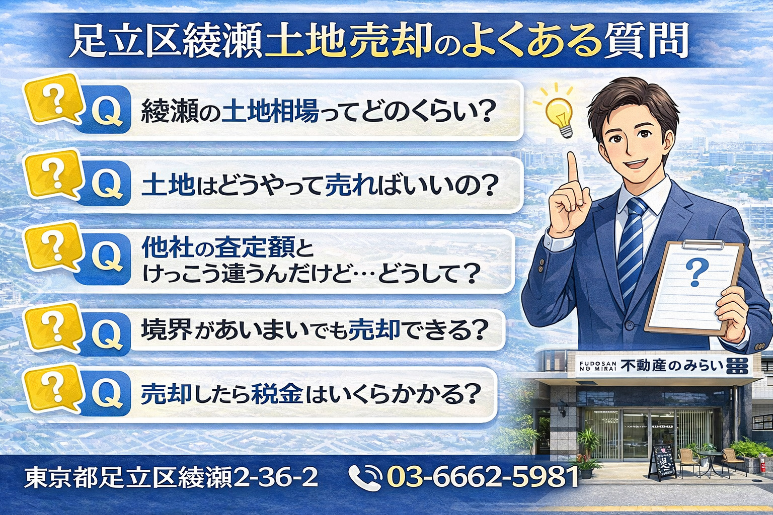 足立区綾瀬土地売却のよくある質問まとめ