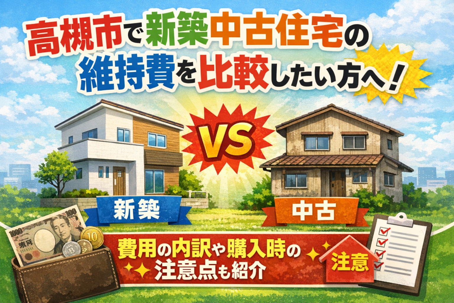 高槻市で新築中古住宅の維持費を比較したい方へ！費用の内訳や購入時の注意点も紹介の画像
