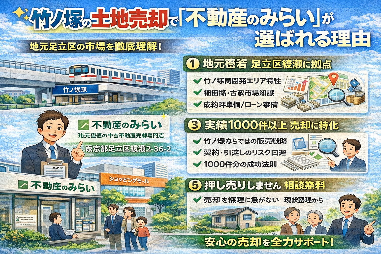 竹ノ塚の土地売却で不動産のみらいが選ばれる理由