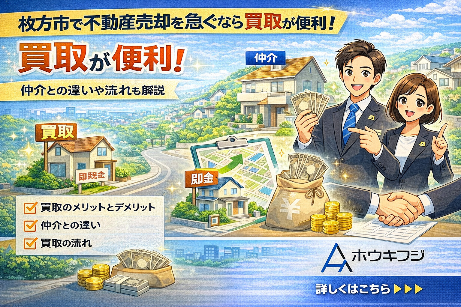 枚方市で不動産売却を急ぐなら買取が便利！仲介との違いや流れも解説の画像