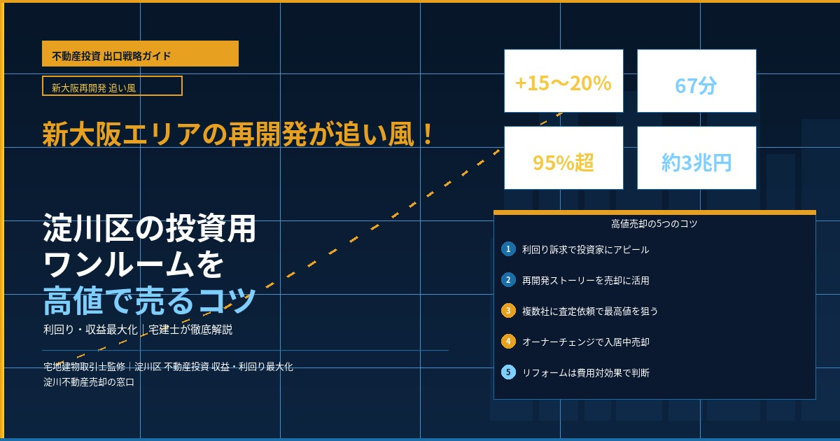【2026年】新大阪エリアの再開発が追い風！淀川区の投資用ワンルームを高値で売るコツ の画像