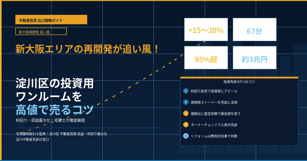 【2026年】新大阪エリアの再開発が追い風！淀川区の投資用ワンルームを高値で売るコツ の画像