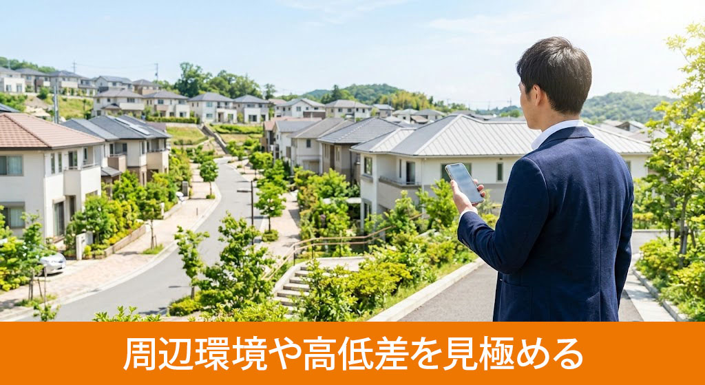 土地探しのコツ③現地に赴き周辺環境や高低差を見極める