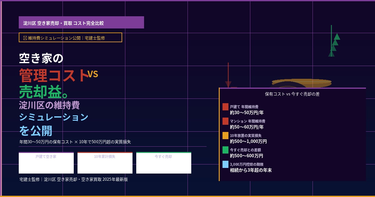 【2026年】空き家の管理コストVS売却益。淀川区の維持費シミュレーションを公開 の画像