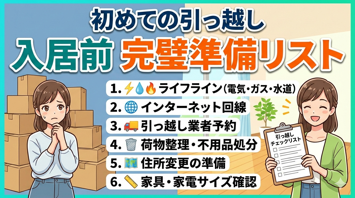 初めての引っ越し入居前完璧準備リストの画像