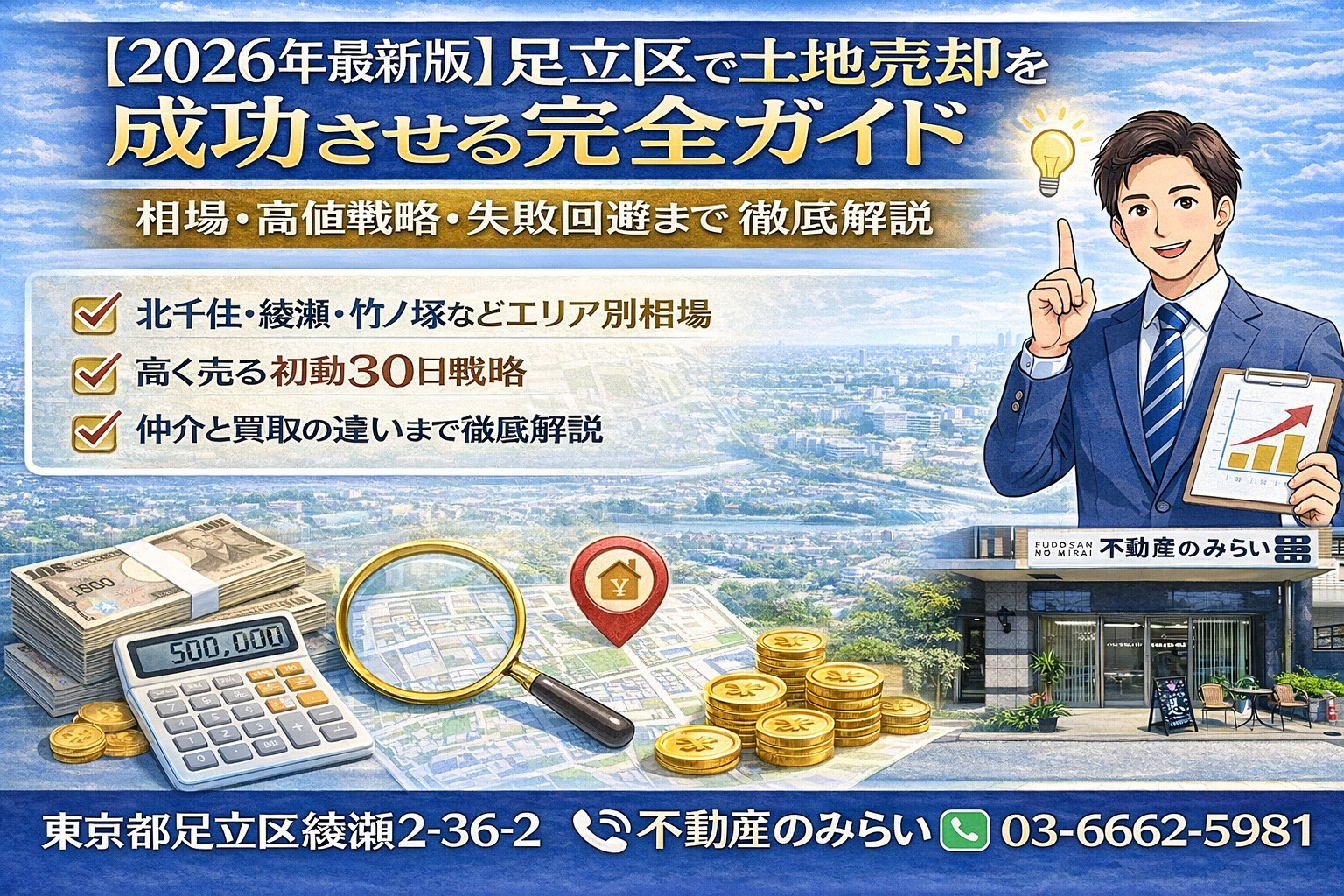 【足立区 土地買取】すぐ現金化する方法と相場｜失敗しない不動産会社の選び方の画像