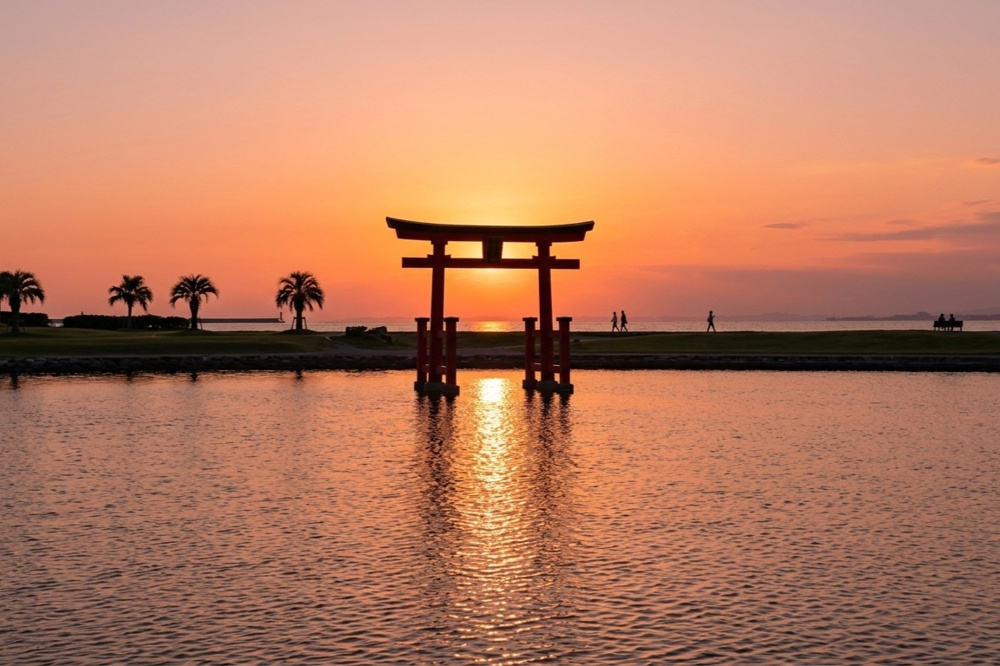 絶景の夕日と鳥居が魅力！浜松市中央区の「弁天島海浜公園」の概要と施設の特徴をご紹介します！の画像