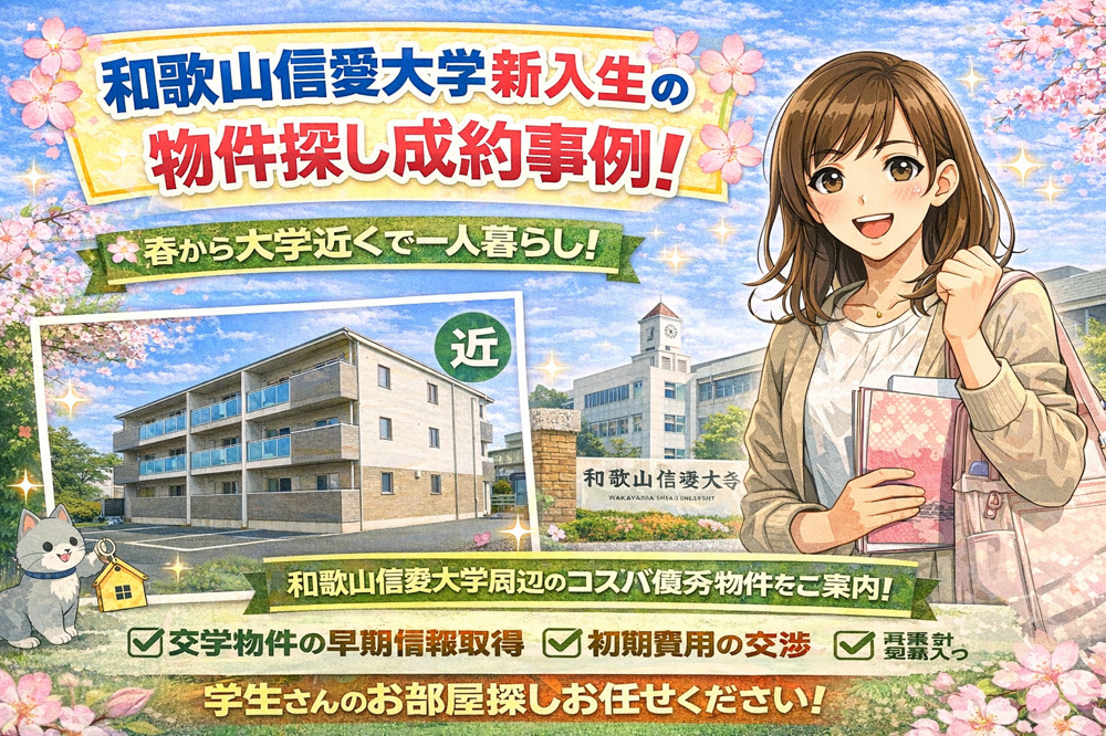 和歌山信愛大学に通う学生さんのお部屋探し｜大学近くでコスパの良い物件にご入居の画像