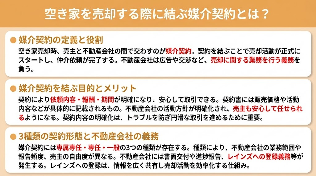空き家を売却する際に結ぶ媒介契約とは？