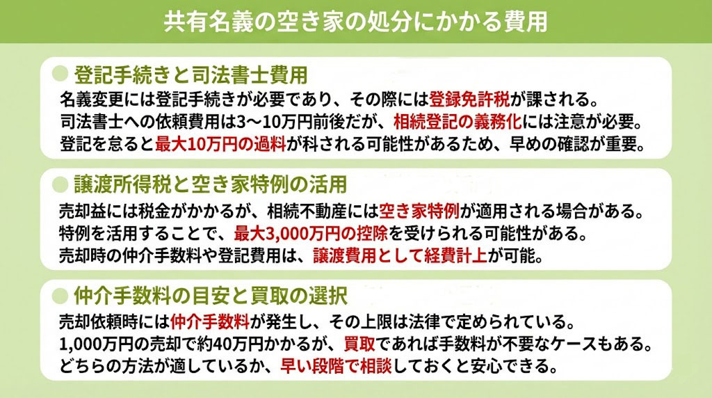 共有名義の空き家の処分にかかる費用