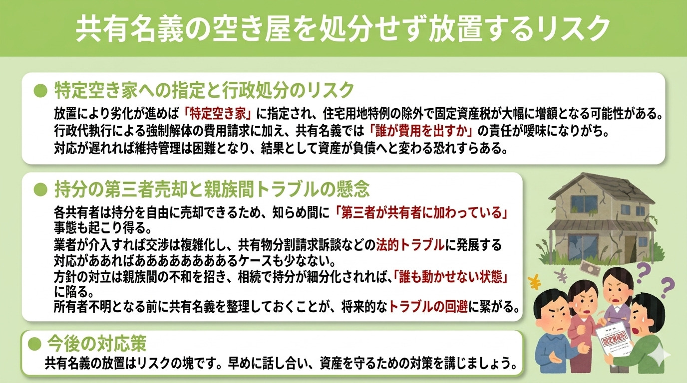 共有名義の空き家を処分せず放置するリスク