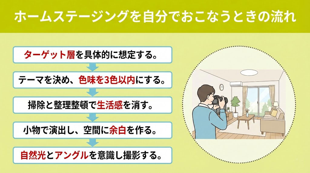 ホームステージングを自分でおこなうときの流れ