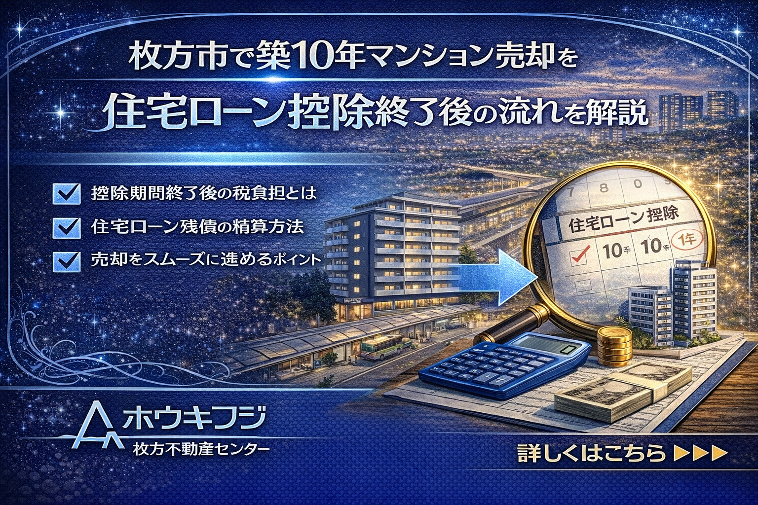 枚方市で築10年マンション売却を検討中の方へ！住宅ローン控除終了後の流れを解説の画像