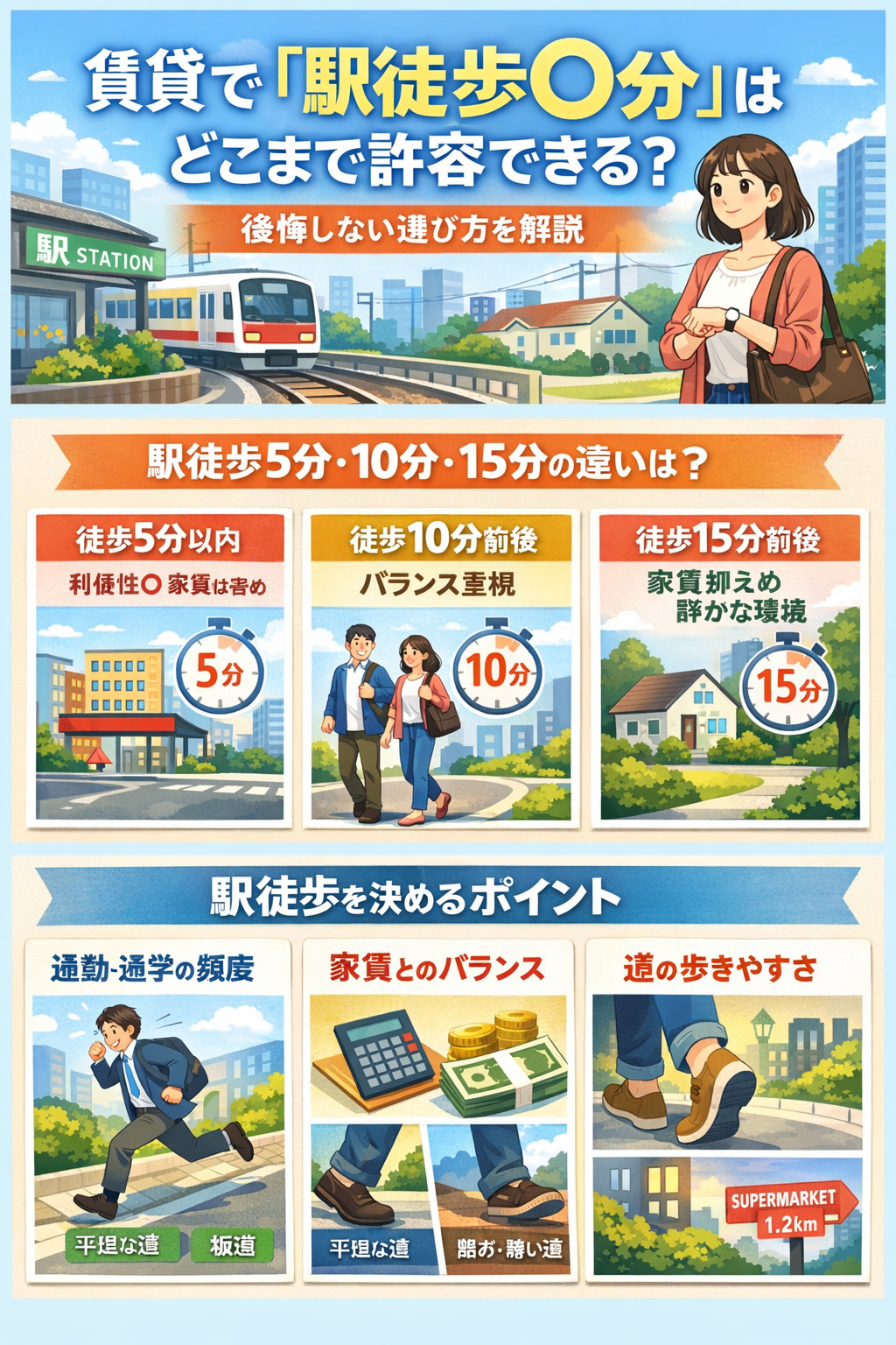 賃貸で「駅徒歩○分」はどこまで許容できる？後悔しない選び方を解説の画像
