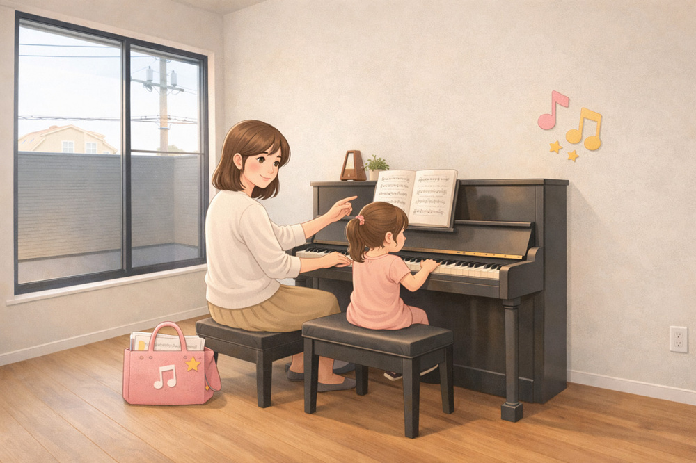 【近日公開】ピアノ教室と暮らしがやさしく調和するお家の画像