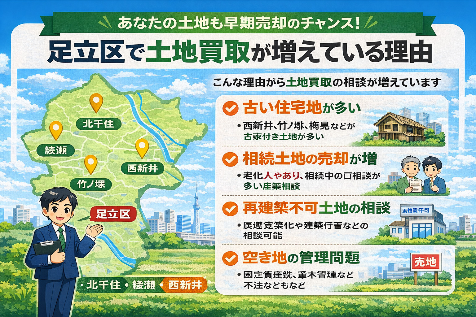 足立区で土地買取が増えている理由