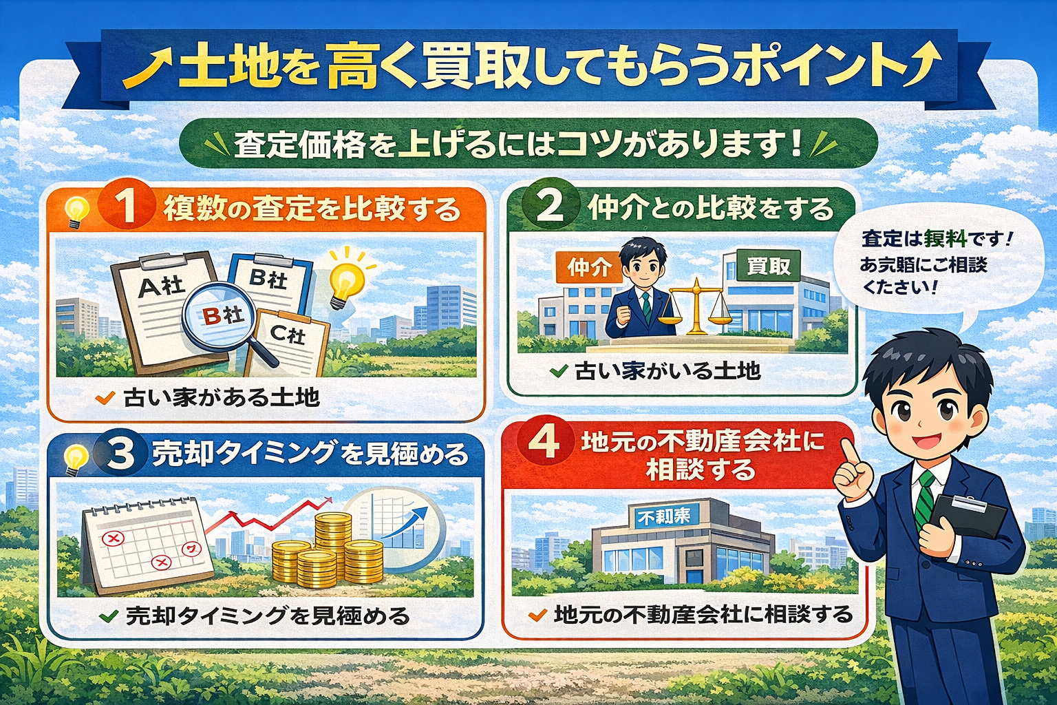 土地買取で高く売るポイント