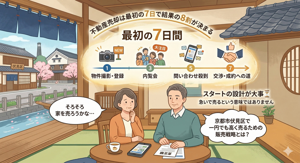 【未来が変わる】売却は“最初の7日”で8割決まります｜京都市伏見区で一円でも高く売る不動産売却の考え方の画像