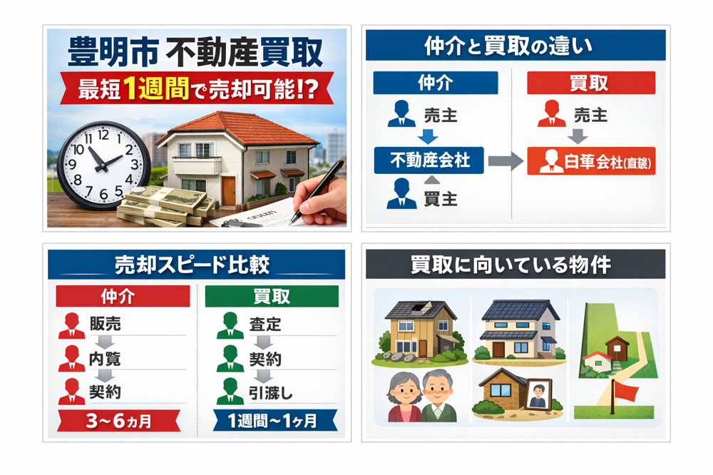 【豊明市の不動産買取】早く家を売りたい方へ｜相場・仲介との違い・高く売るコツを解説の画像