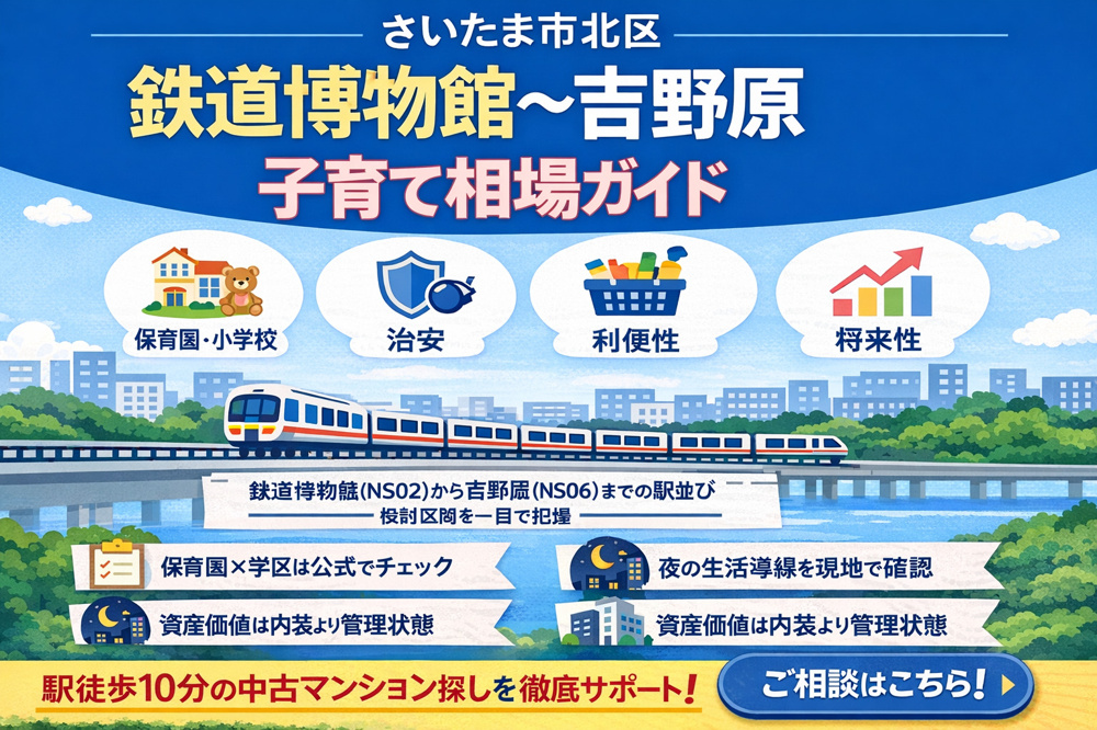 さいたま市北区 鉄道博物館〜吉野原 駅徒歩10分の子育て相場ガイドの画像