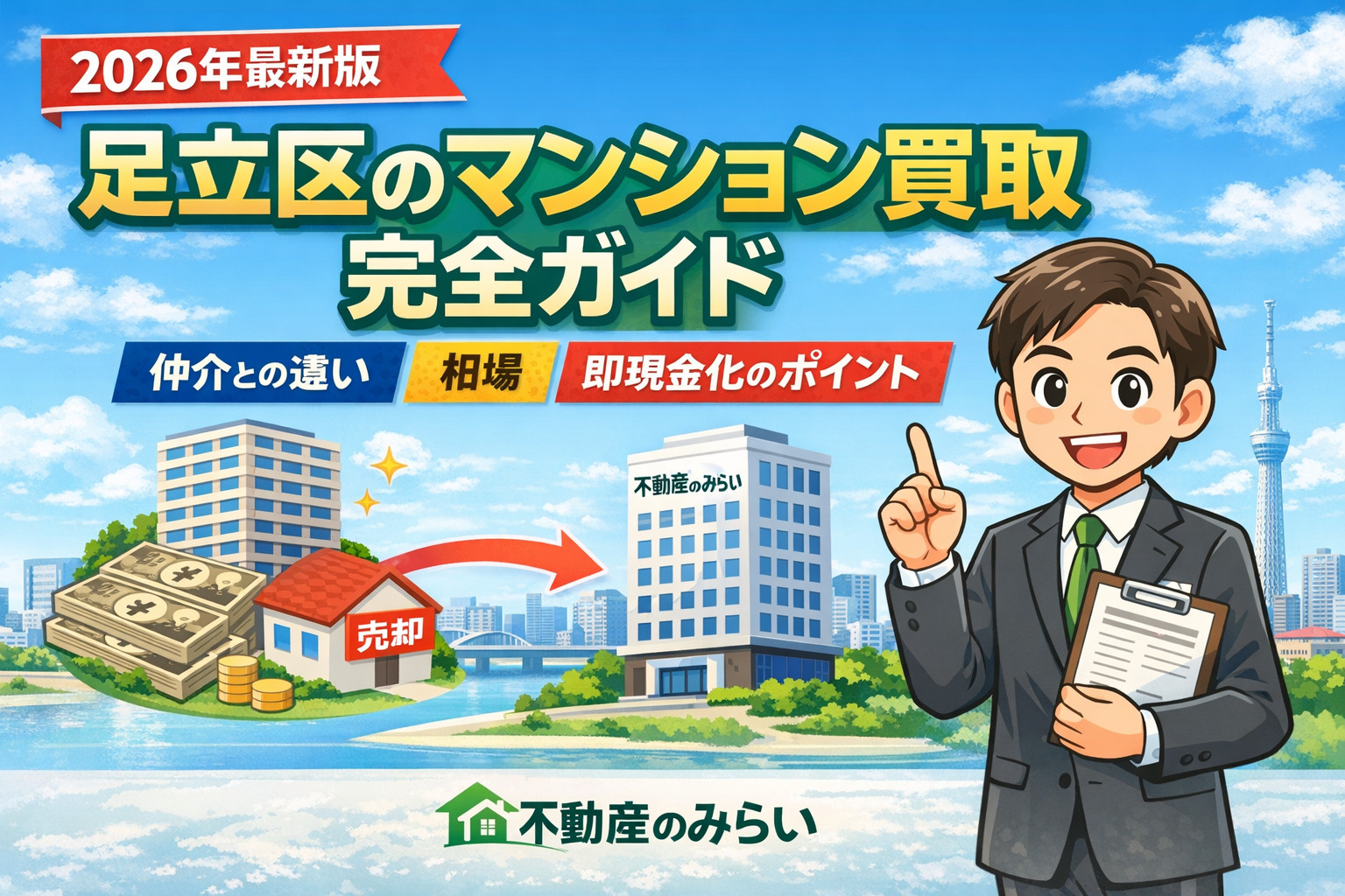 【2026年最新版】足立区でマンション買取を依頼する完全ガイド  仲介との違い・相場・即現金化のポイントまでプロが解説｜不動産のみらいの画像
