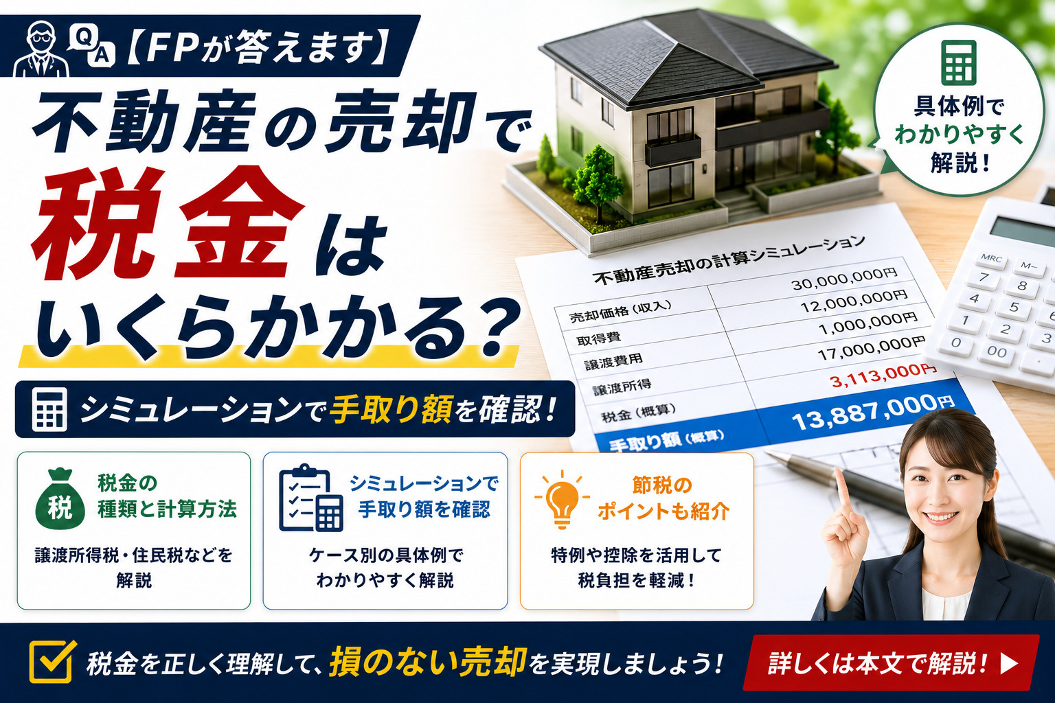 【FPが答えます】不動産の売却で税金はいくらかかる？シミュレーションで手取り額を確認の画像