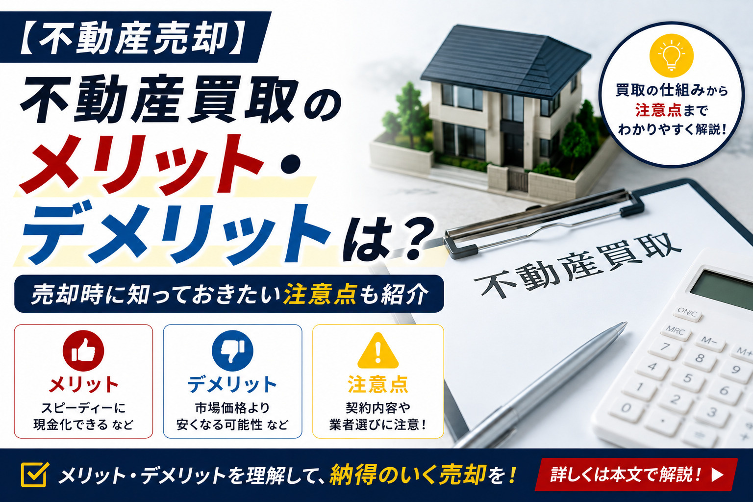 【不動産売却】不動産買取のメリットデメリットは?売却時に知っておきたい注意点も紹介の画像